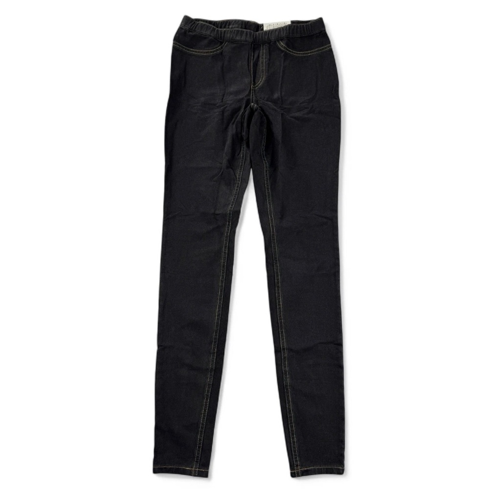 Hue Womens Solid Skinny Jeans Leggings Size XS Black Denim Back Pockets NWT